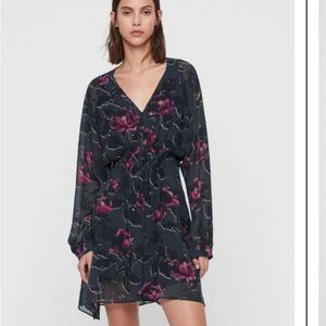 Allsaints M Black and Pink Floral Dress